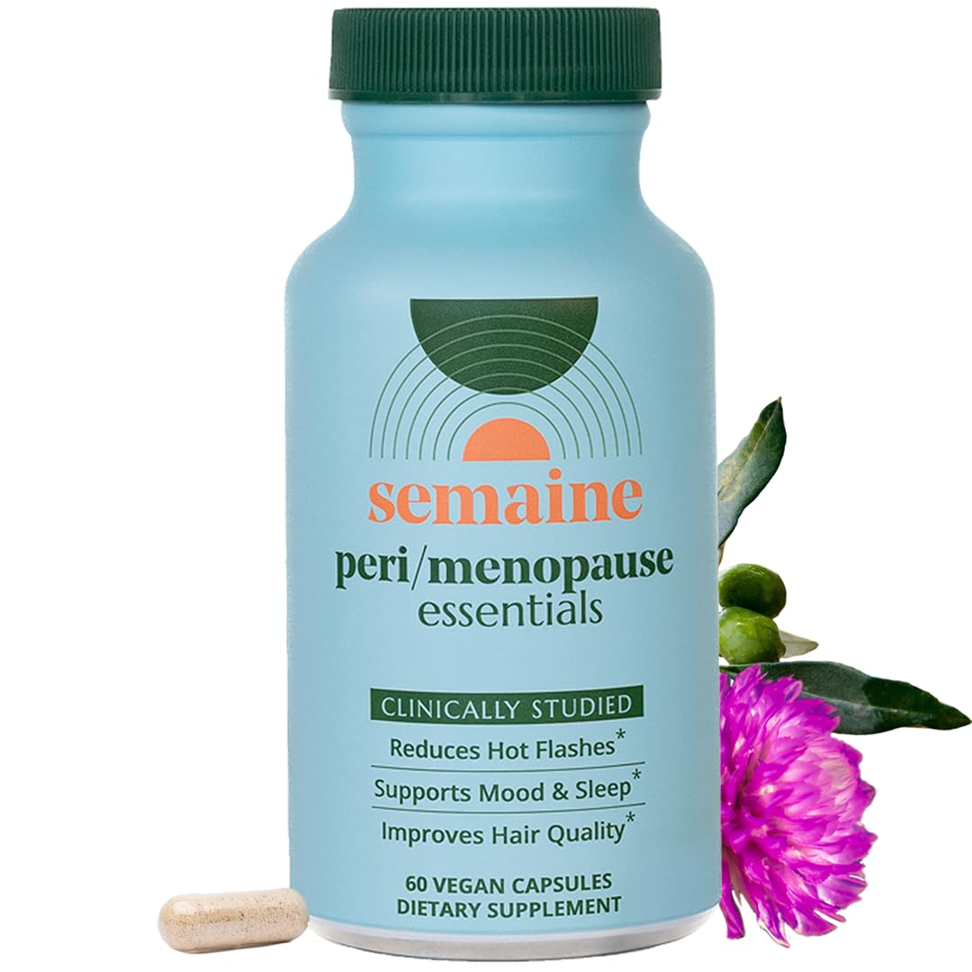 Semaine Peri/Menopause Essentials, 60 Ct. - Fuller Hair, No More Hot Flashes, Hormone Balance, Better Sleep & More - Clinically-Studied, Non-Hormonal Formula Semaine Au supplements