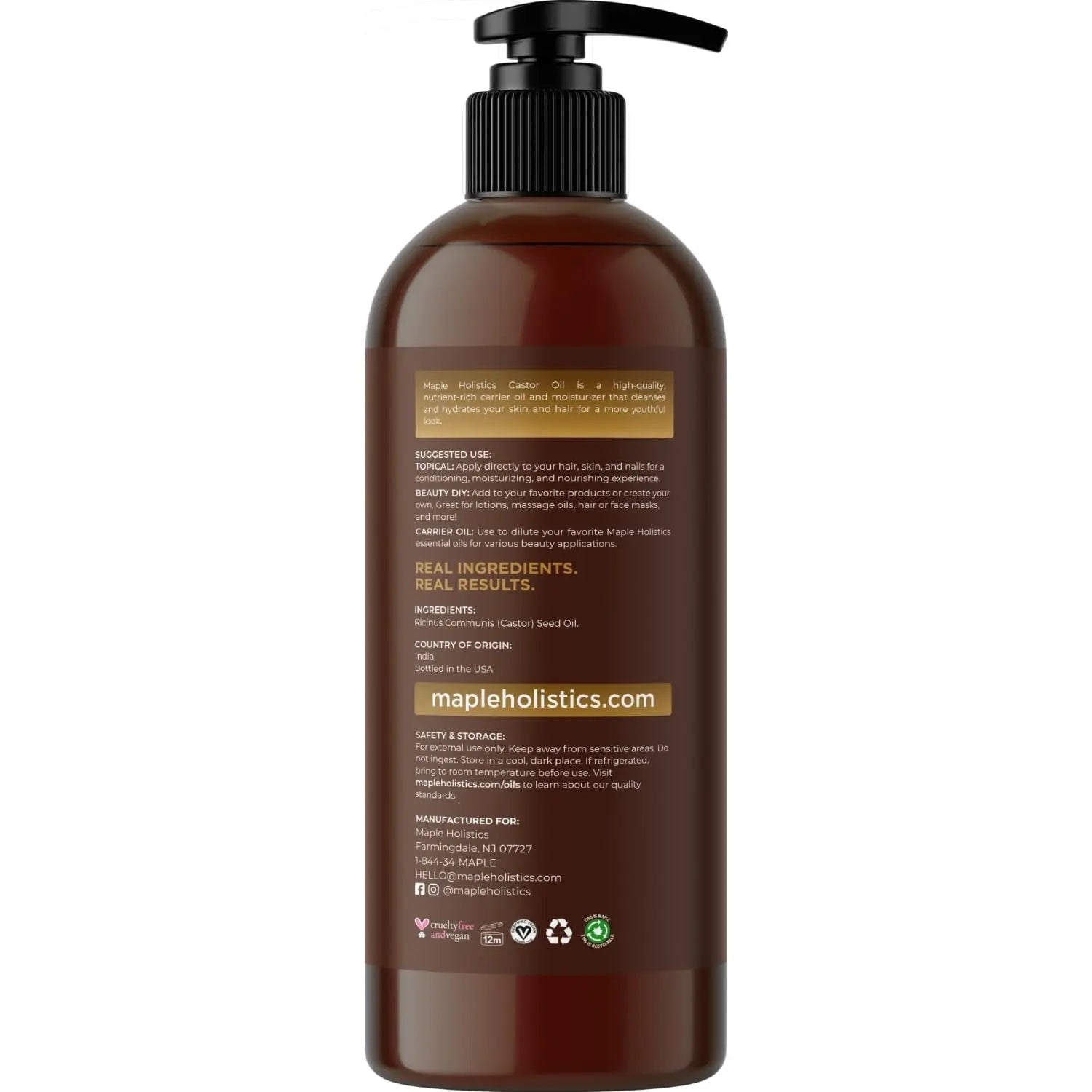 Pure Castor Oil for Body & Skin Care Great for Wraps & Compresses - Castor Oil for Hair Skin Maple Holistics Au supplements