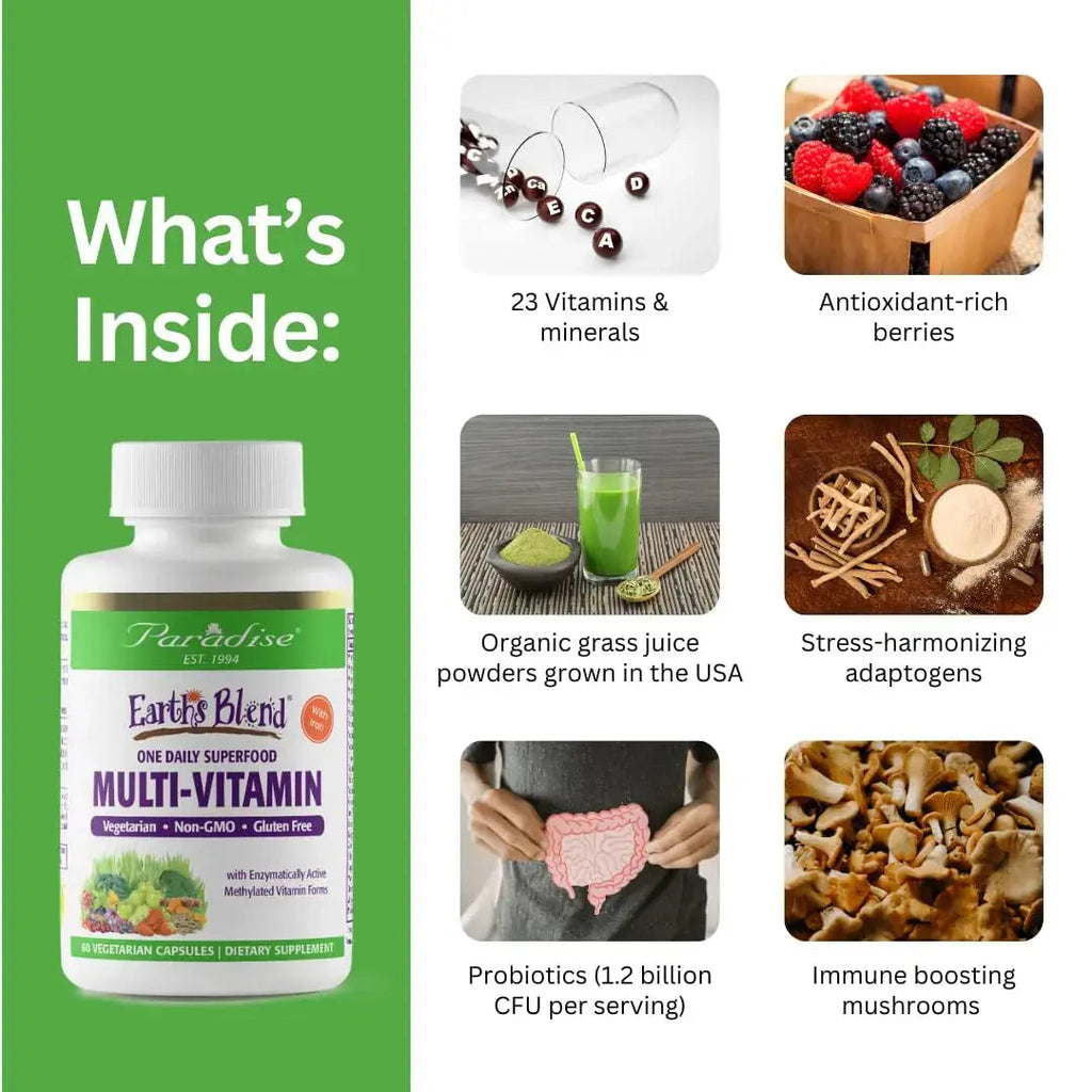 Paradise Herbs Earth's Blend Women's Once Daily Multivitamin with Iron, 48 Organic Superfoods, Probiotics, Antioxidants Paradise Herbs Au supplements