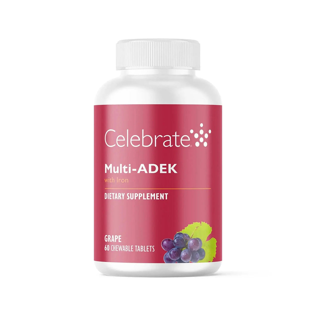 Celebrate Vitamins Multi ADEK Chewables, 60mg Iron - Daily Bariatric Multivitamin, Vitamins A, D, E, K & B12 for Duodenal Switch Surgery Patients Celebrate Bariatric Supplements Au supplements