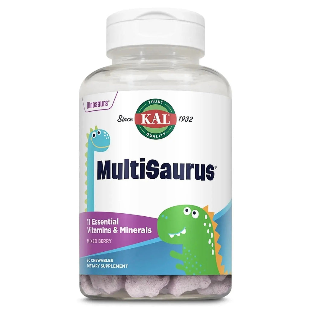 KAL MultiSaurus Kids Chewable Multivitamins, 11 Essential Vitamins and Minerals for Kids, Mixed Berry Flavor, Gluten and Preservative Free KAL Au supplements