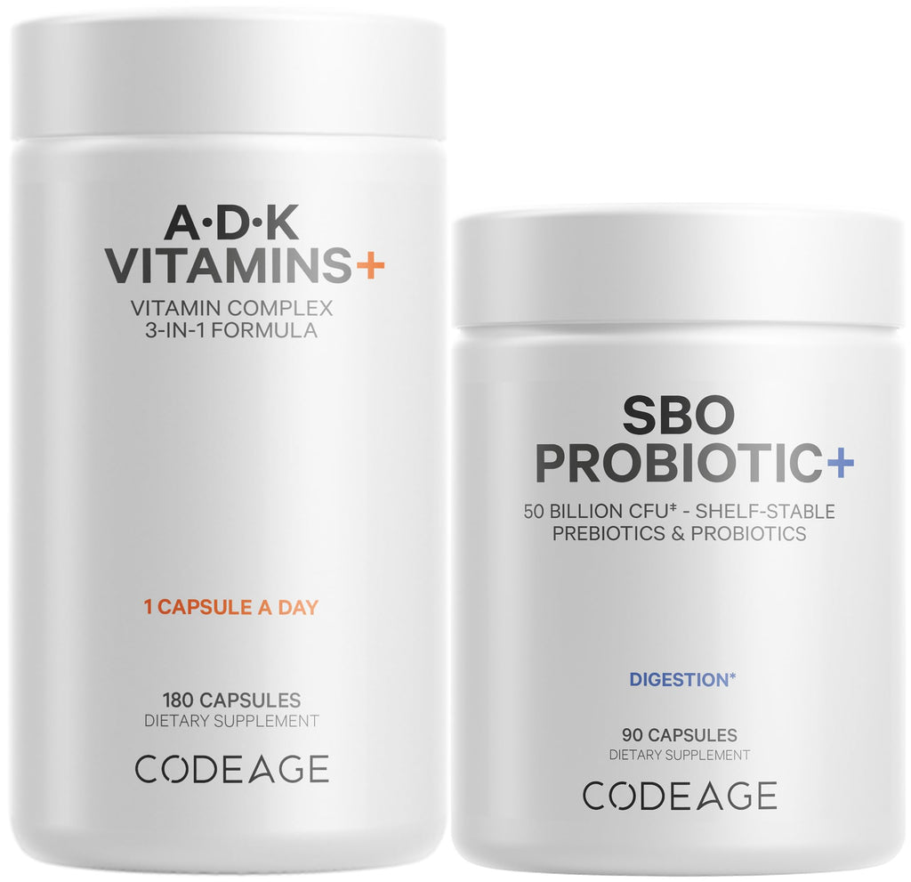 Codeage Daily ADK Vitamin & Probiotic Bundle – Vitamin A Retinyl Palmitate, Vitamin D3 Cholecalciferol, Vitamin K, 50 Billion CFU SBO Probiotic Blend, Non-GMO Codeage Au supplements