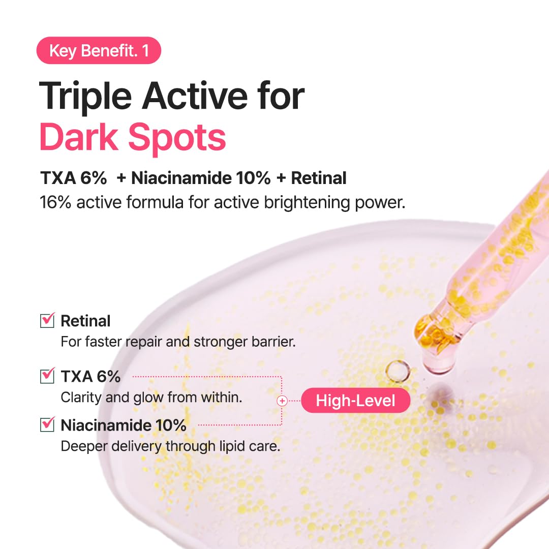 PURITO TXA 6% + Niacinamide 10% + Retinal Facial Serum | for Dark Spots, Hyperpigmentation, Uneven Tone
