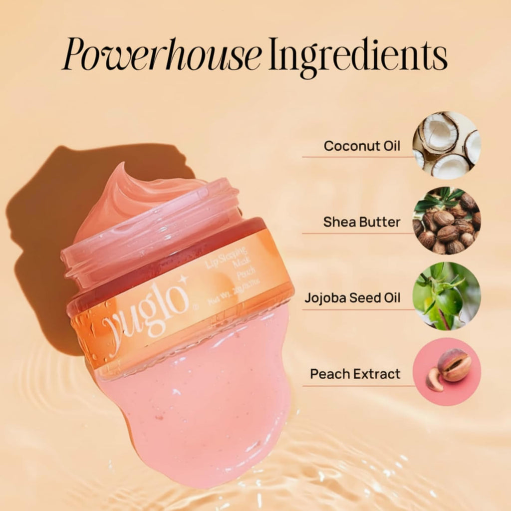 YUGLO Lip Sleeping Mask | Peach Flavor | Hydrating & Soothing Lip Treatment for  Dry, Chapped Lips
