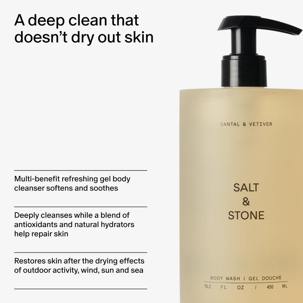 Salt & Stone Body Wash with Antioxidants for Deep Moisture | For Women & Men, Sulfate