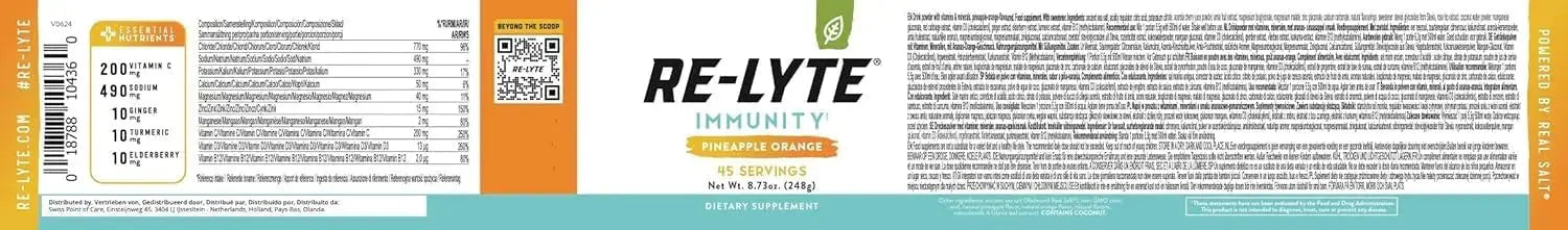 REDMOND Re-Lyte Immunity, Multivitamin Supplement Mix (Pinapple Orange) REDMOND Au supplements