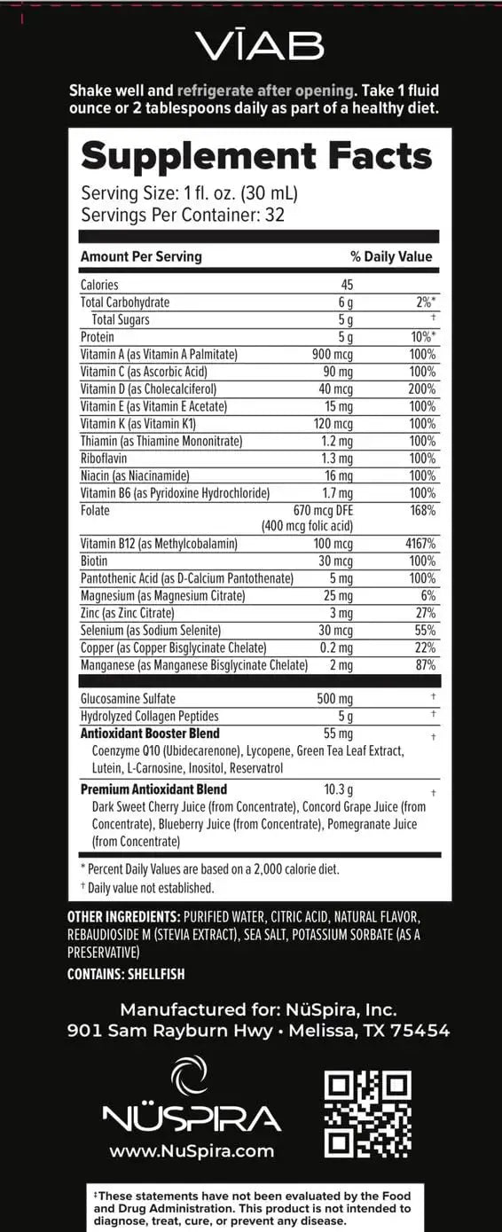 NüSpira - VĪAB Liquid Multi-Vitamin - Effortless Wellness for The Whole Family - Potent Blend of Vitamins & Minerals - Smooth Taste - 30oz NuSpira Au supplements