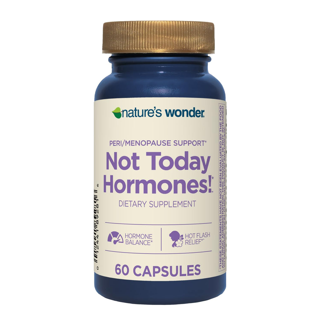 Nature's Wonder Not Today Hormones Perimenopause and Menopause Support Supplement for Women with Estro-G100, Supports Hot Flashes and Night Sweats 60 Vegetarian Capsules, 60 Day Supply Nature's Wonder Au supplements