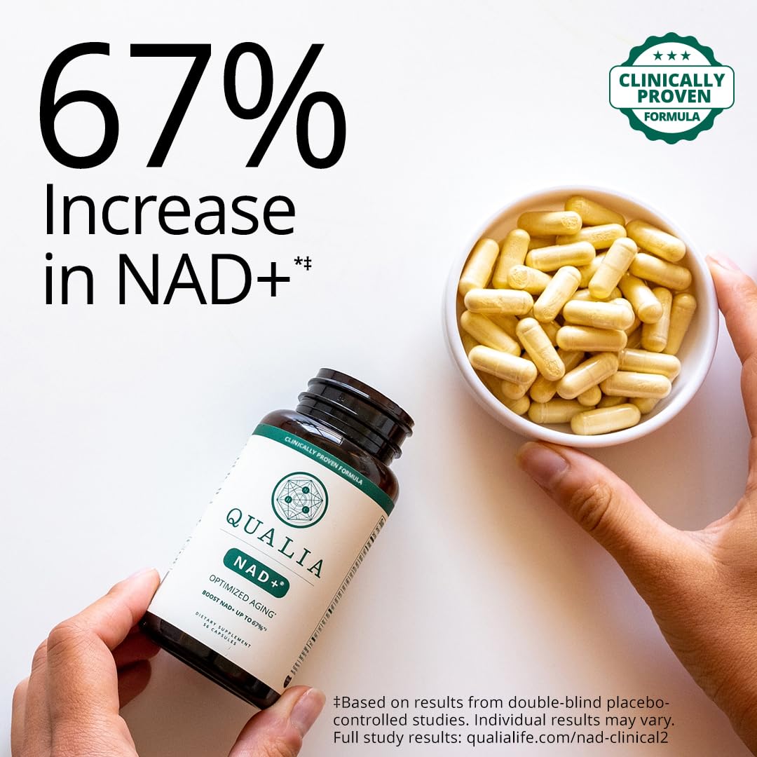 Qualia NAD Supplement — Clinically Proven to Boost NAD+ up to 67%. Optimized Aging, Energy, Focus. Elite NAD+ Booster Ingredients Nicotinamide Riboside (NIAGEN), Niacin, Niacinamide (1 Month Supply) QUALIA LIFE SCIENCES Au supplements