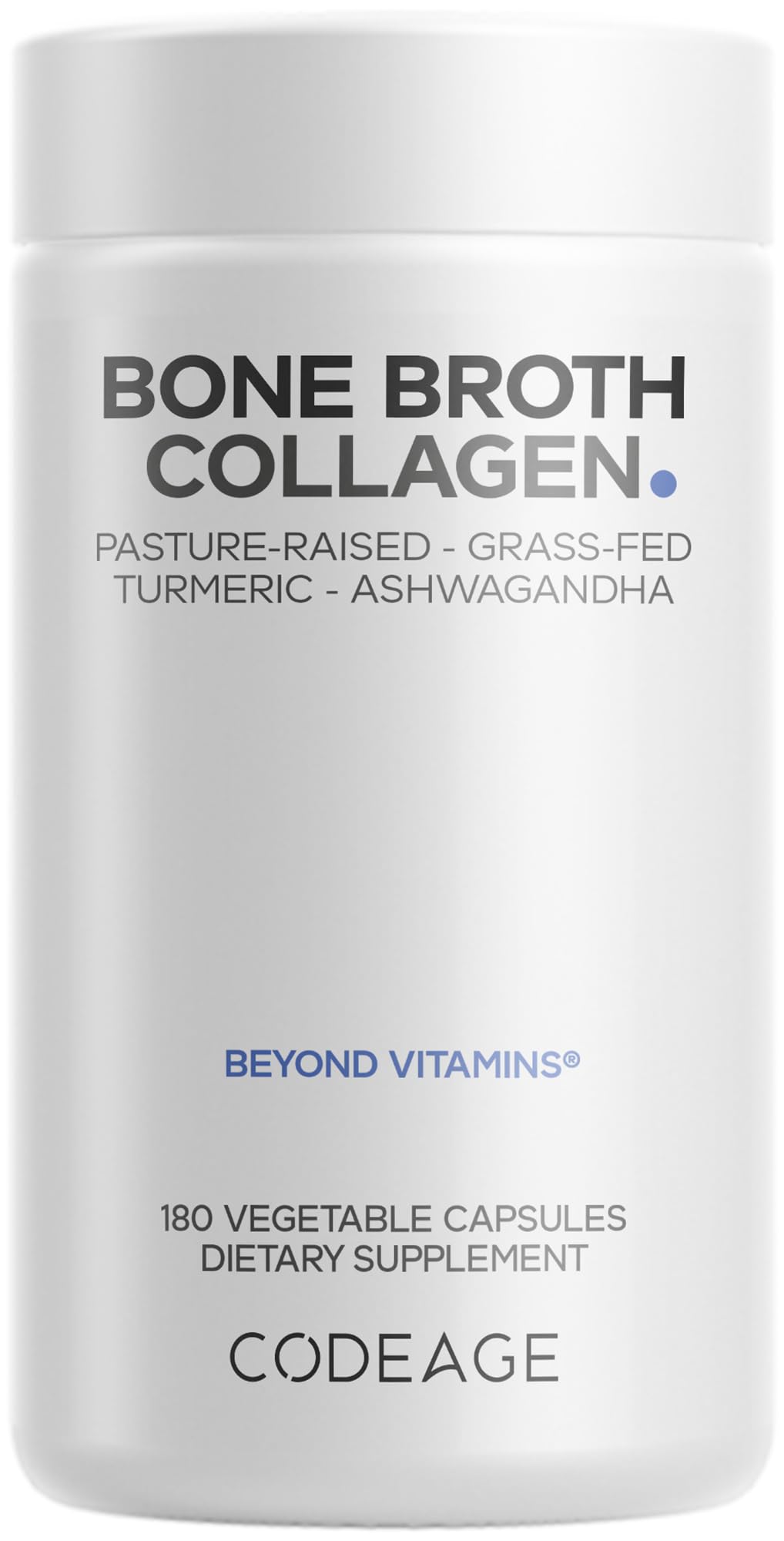Codeage Organic Bone Broth Collagen Peptides Capsules Supplement, Bone Broth Grass Fed Beef, Free-Range Chicken, Turmeric & Ashwagandha - Collagen Types I, II, III - Non-GMO - 180 Capsules Codeage Au supplements