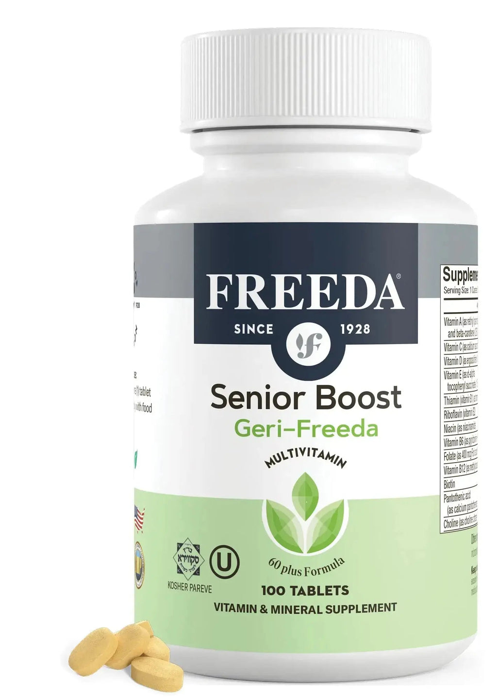 Freeda Senior Multivitamin - Kosher Vitamins for Men & Women 60 and Over - One Daily Coated Tablet - Women’s & Men’s Vitamins Multivitamin 60 Plus FREEDA Au supplements