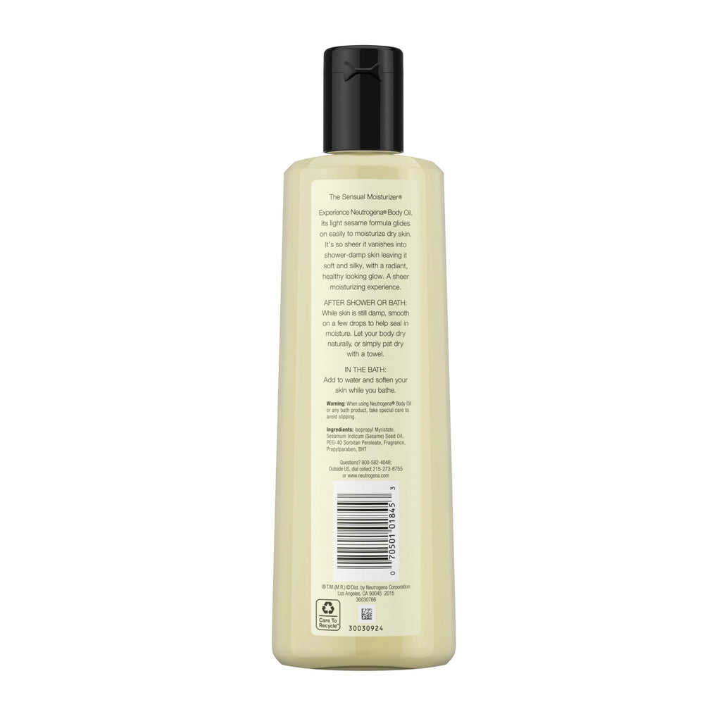 Neutrogena Body Oil Light Sesame Formula, 16 fl oz, Radiant Glow Moisturizer for Dry Skin
