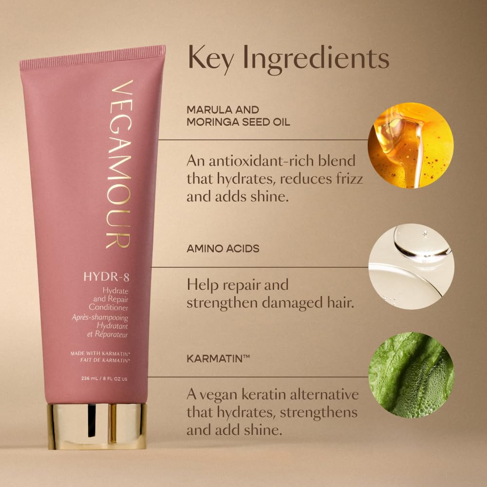 VEGAMOUR HYDR-8 Hydrate and Repair Conditioner - Hydrating Conditioner with Marula Oil, Moringa Oil, Ceramides & Biotin, Natural Conditioner for Dry Hair VEGAMOUR Au supplements