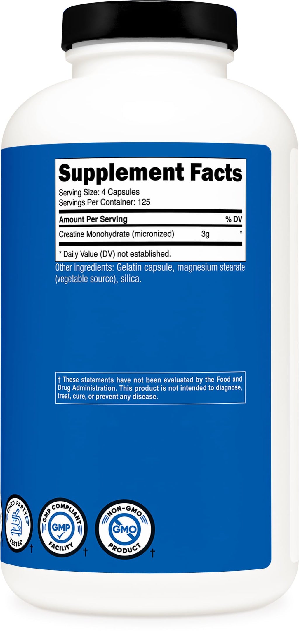 Nutricost Micronized Creatine Monohydrate 3,000mg 500 Capsules, 125 Servings, 750mg of Creatine Monohydrate Per Capsule Nutricost Au supplements
