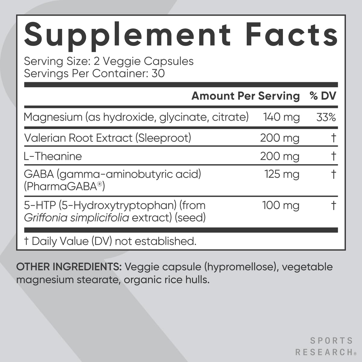 Sports Research® Sleep Complex- Melatonin-Free Vegan Capsules - with Valerian Root, GABA, L-Theanine, Magnesium & 5-HTP - 30 Servings Sports Research Au supplements
