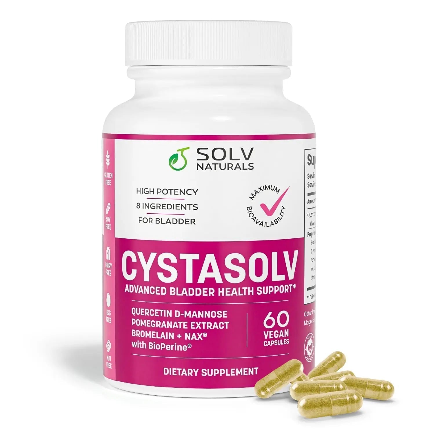 SOLV NATURALS CYSTASOLV Bladder & Pelvic Discomfort Formula - Enjoy Less Urgency & Flares* with Daily IC/BPS UTI Support – Premium Bladder & Urinary Support for Women & Men - 60 Vegan Capsules SOLV NATURALS Au supplements