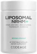 Codeage Liposomal NRHM+ Supplement - NRH Hydrogen Malate 300 mg, Resveratrol, D-Ribose & Quercetin - Vitamin C, Magnesium & Zinc - Liposomal Delivery - Non-GMO - 60 Capsules Codeage Au supplements