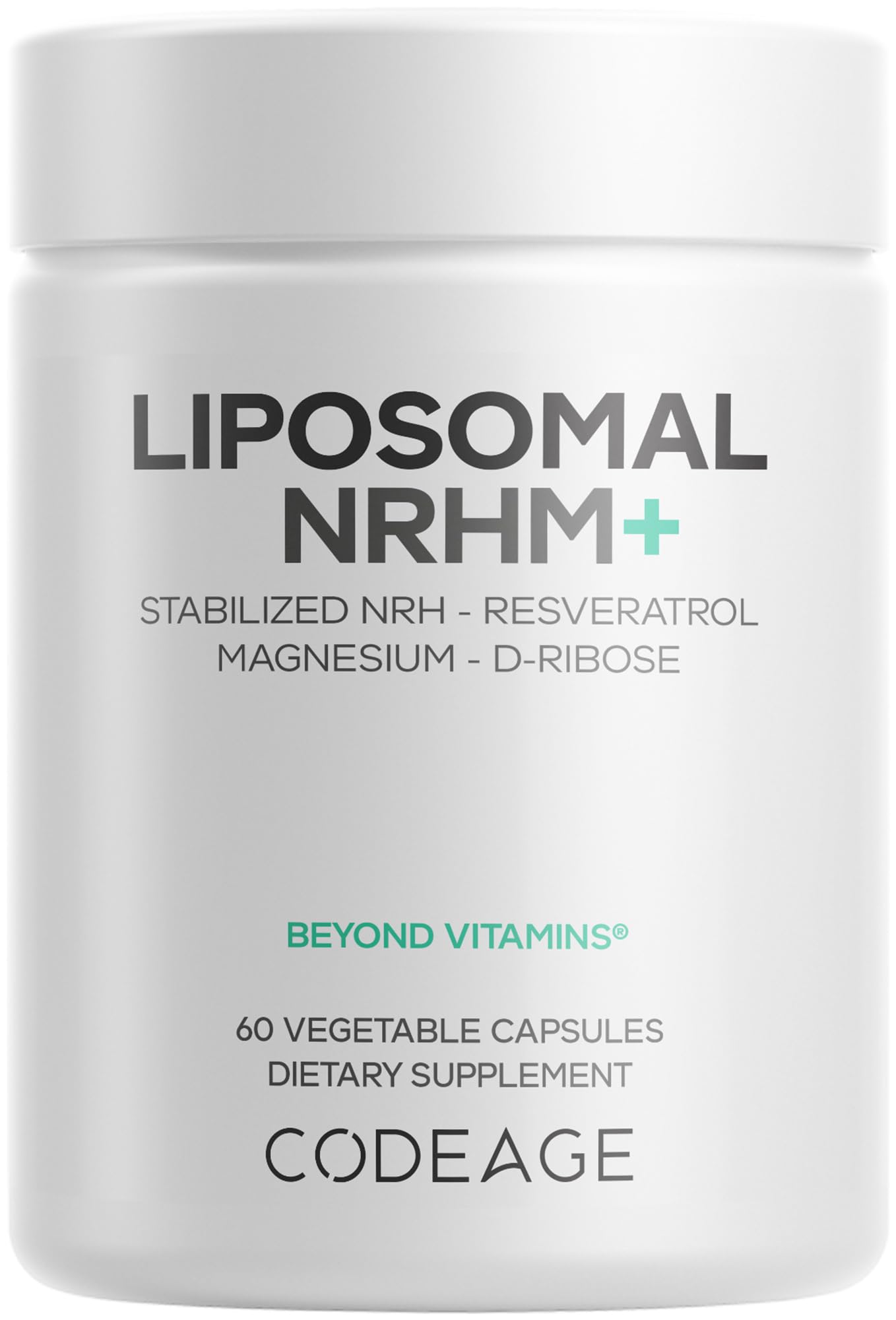 Codeage Liposomal NRHM+ Supplement - NRH Hydrogen Malate 300 mg, Resveratrol, D-Ribose & Quercetin - Vitamin C, Magnesium & Zinc - Liposomal Delivery - Non-GMO - 60 Capsules Codeage Au supplements