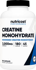 Nutricost Creatine Monohydrate 3,000mg, 180 Capsules (750mg Per Capsule) - Gluten Free, Non-GMO Nutricost Au supplements