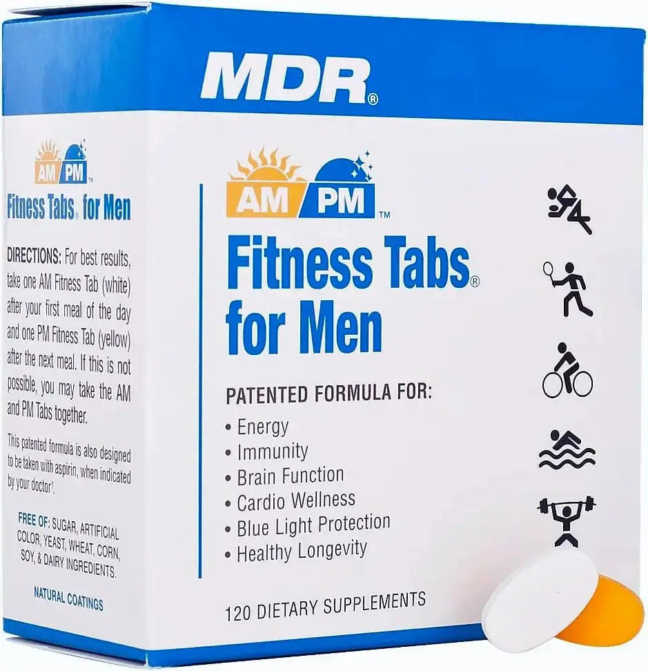 MDR Fitness Tabs Patented AM/PM Multivitamin for Men Doctor Formulated with Right Nutrients at The Right Time - Gluten Free - 2 Month Supply MDR Au supplements