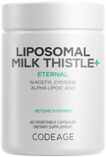 Codeage Liposomal Milk Thistle+ Supplement - Silymarin from Silybum Marianum, NAC, Artichoke Leaf, Dandelion Root, Alpha Lipoic Acid, BioPerine, Liposomal Delivery - Non-GMO - 60 Capsules Codeage Au supplements