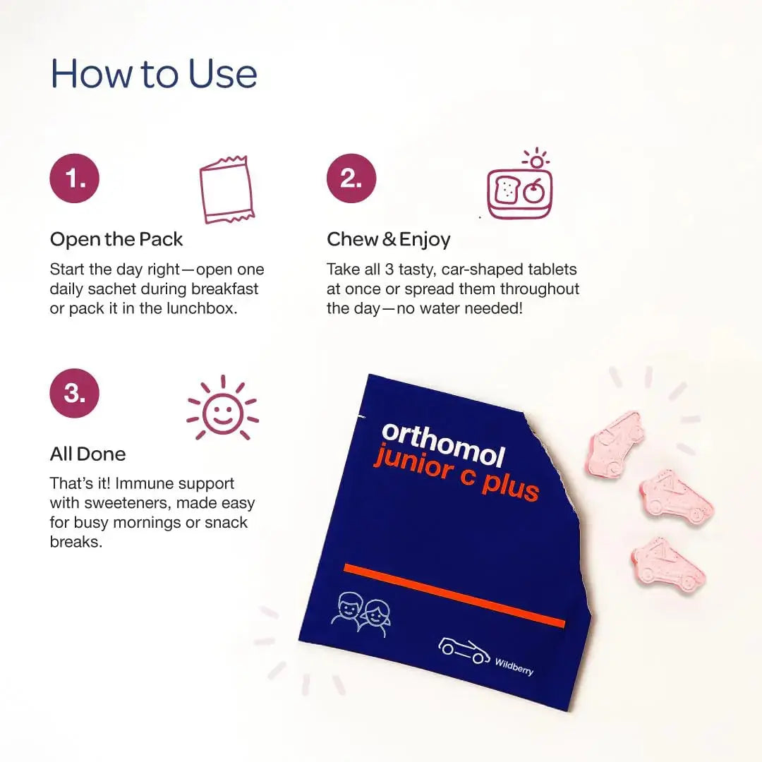 Orthomol Immun Junior C Plus, Kid's Multivitamin, Wildberry Flavor, 30-Day Supply Orthomol Au supplements