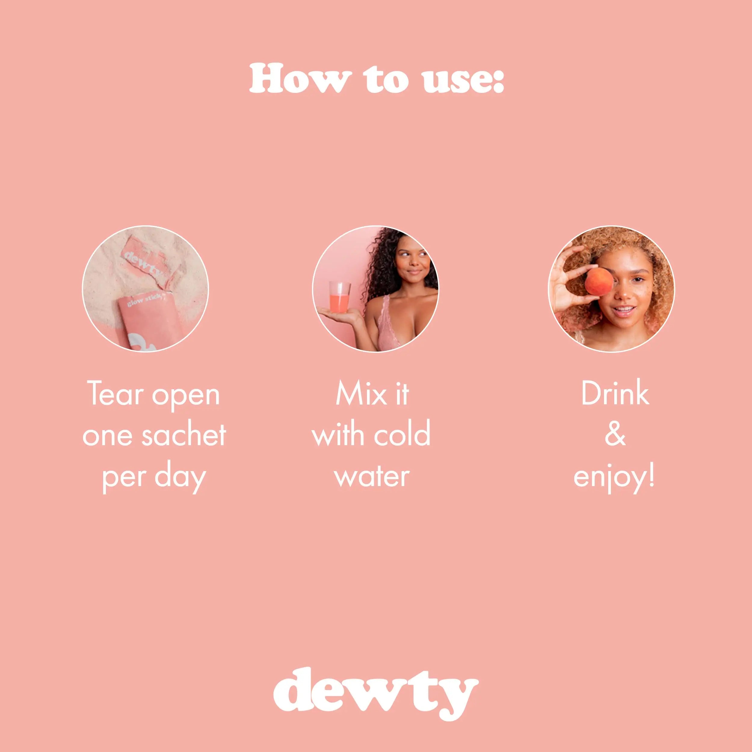 Dewty Collagen Drink - Peach Flavour Daily Collagen Supplements for Women - Individual Collagen Sachets Dewty Au supplements