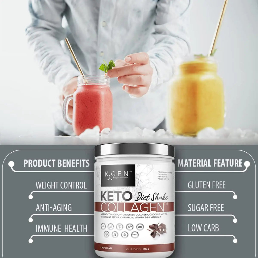 K-GEN Diet Shake Meal Replacement Keto Collagen Powder | Multi Collagen Protein with MCT Oil, Vitamin C K GEN ketogenic enhancement Au supplements
