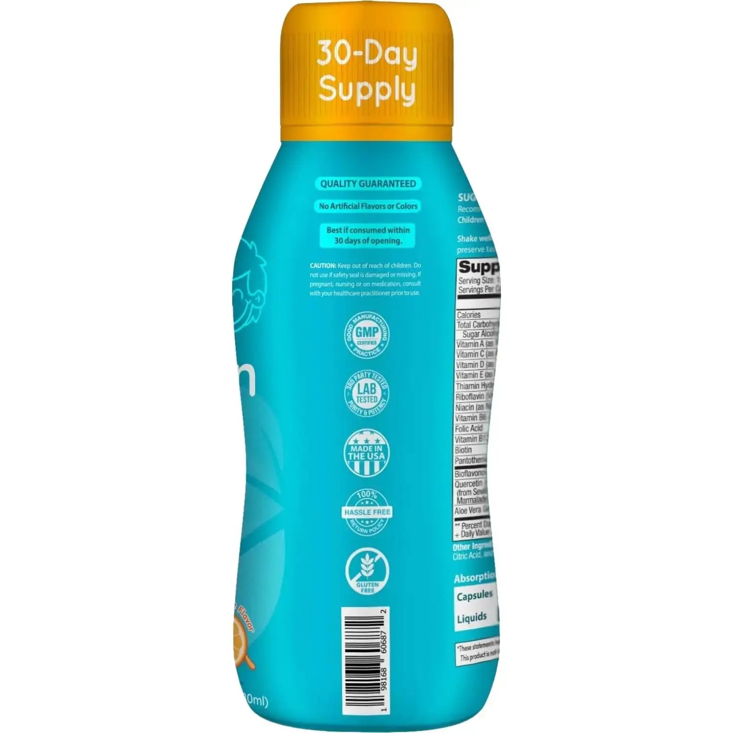 Sugar Free Liquid Multivitamin for Kids - High Absorption Kids Liquid Multivitamin with Vitamins A C D E & B Complex Plus Quercetin Immune Support Complex Clear Formulas Au supplements