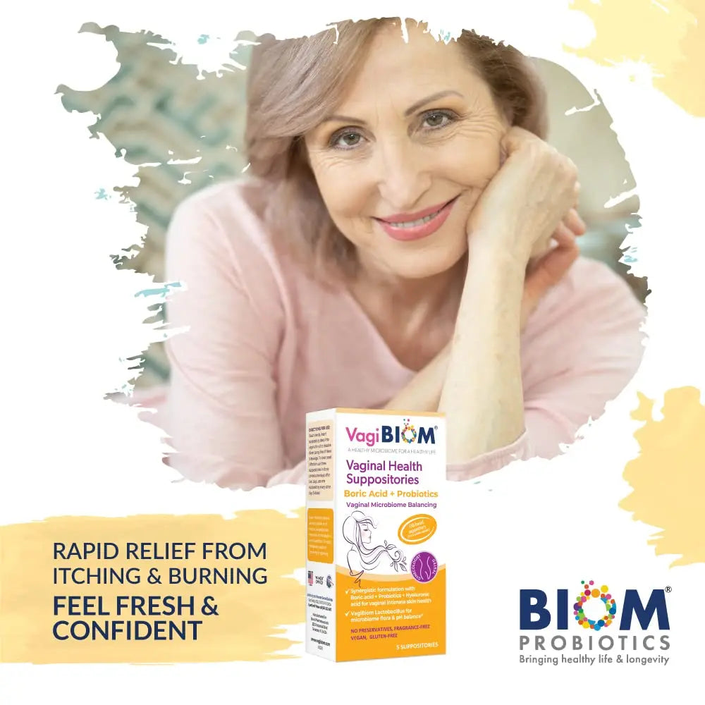 VagiBiom Boric Acid Suppositories with Lactobacillus: Microbiome Flora Balance; Balance and Nourishes VagiBiom Au supplements