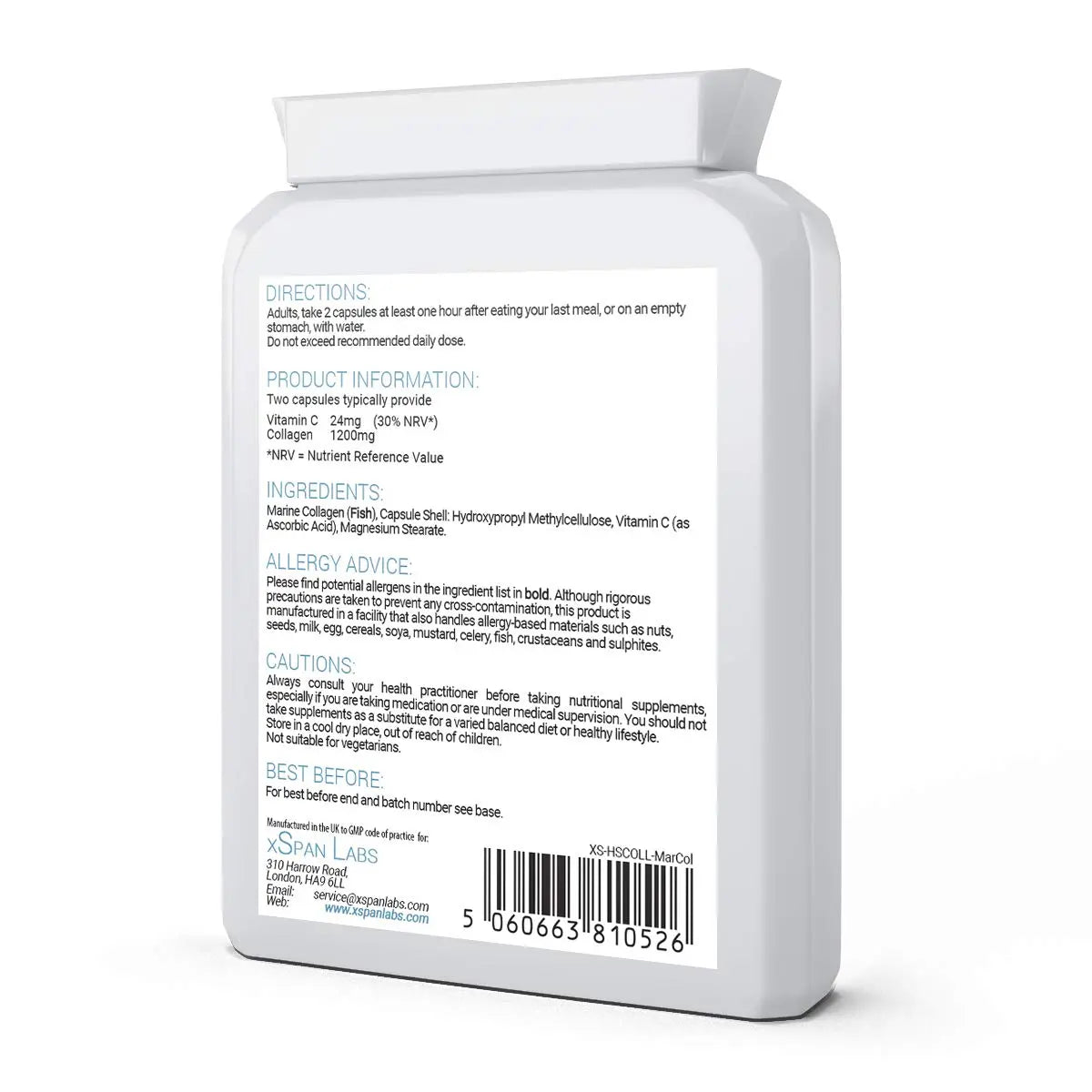Marine Collagen 600mg 60 Capsules - Highly Bioavailable Naticol® Type 1 Xspan Labs Au supplements