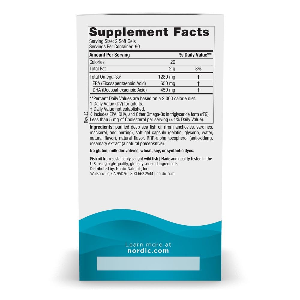 Nordic Naturals Ultimate Omega, Lemon Flavor - 180 Soft Gels - 1280 mg Omega-3 - High-Potency Fish Oil with EPA & DHA - Promotes Brain & Heart Health - Non-GMO - 90 Servings Nordic Naturals Au supplements