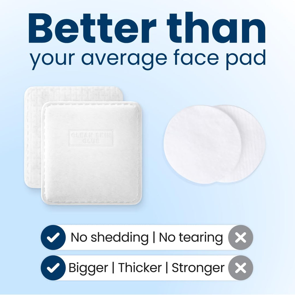 Clean Skin Club Clean² Pads 2.0 [NEW & Improved Edges] Guaranteed Not to Shed & Tear, Unique Triple Layers, Textured Side & Ultra Soft Side