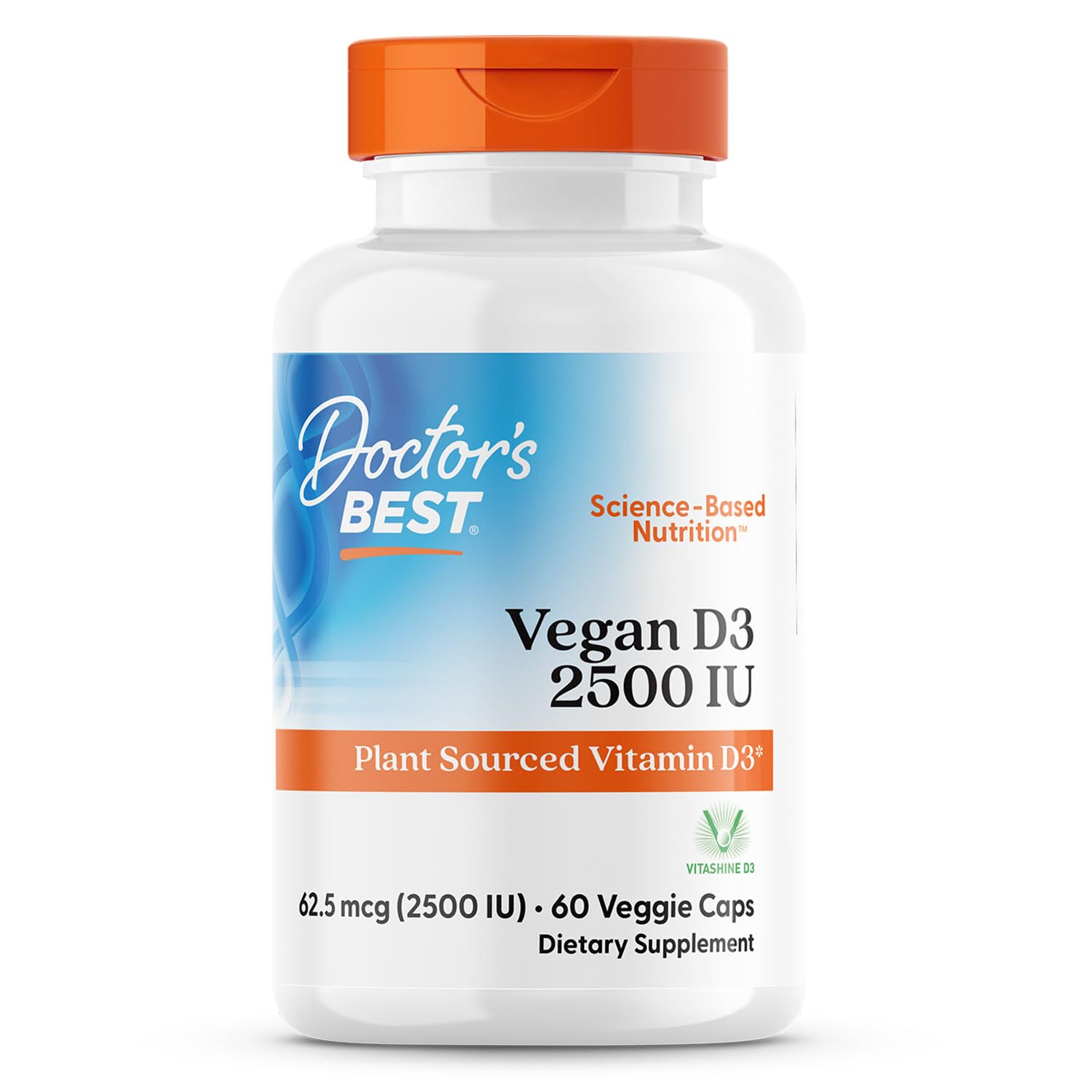 Doctors Best Vegan Vitamin D3 2500 IU Veg Caps - Vegan Vitamin D Supplement for Men & Women, Helps Support Calcium Absorption, Heart Health & Immune Support,