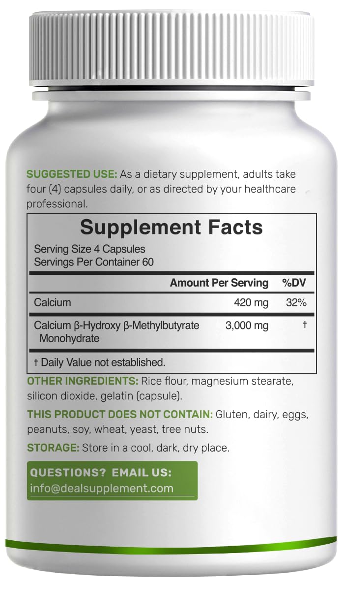 Ultra Strength HMB Supplements 3,000mg Per Serving, 240 Capsules | Third Party Tested | Supports Muscle Growth, Retention