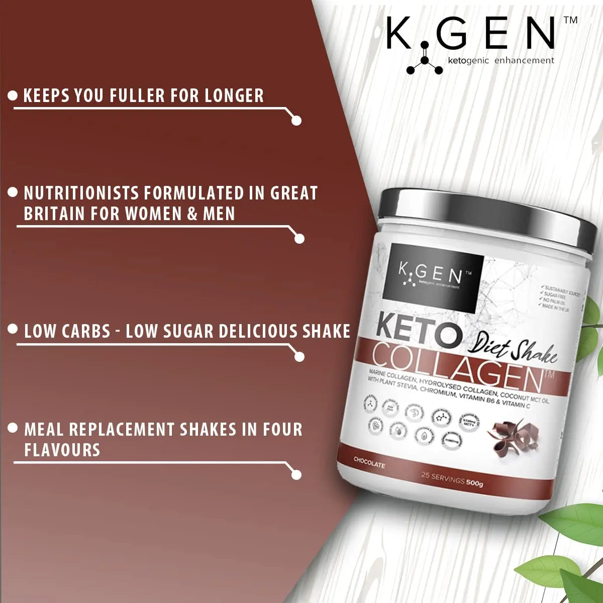 K-GEN Diet Shake Meal Replacement Keto Collagen Powder | Multi Collagen Protein with MCT Oil, Vitamin C K GEN ketogenic enhancement Au supplements