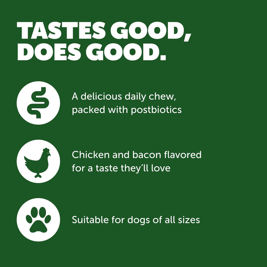 Protexin Daily Care Gut+ Mobility | 60 Dog Chews, Chicken and Bacon Flavor Dog Supplement | Probiotics for Dogs, Dog Postbiotics Protexin Au supplements