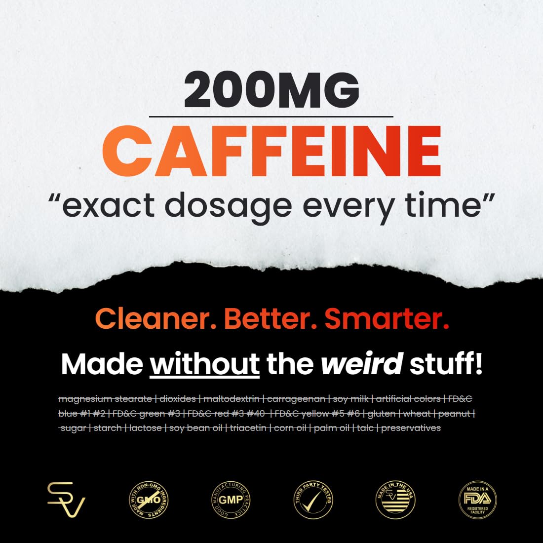 SmarterVitamins 200mg Caffeine Pills - MCT Oil from 100% Coconuts + 100mg L-Theanine, Energy and Focus