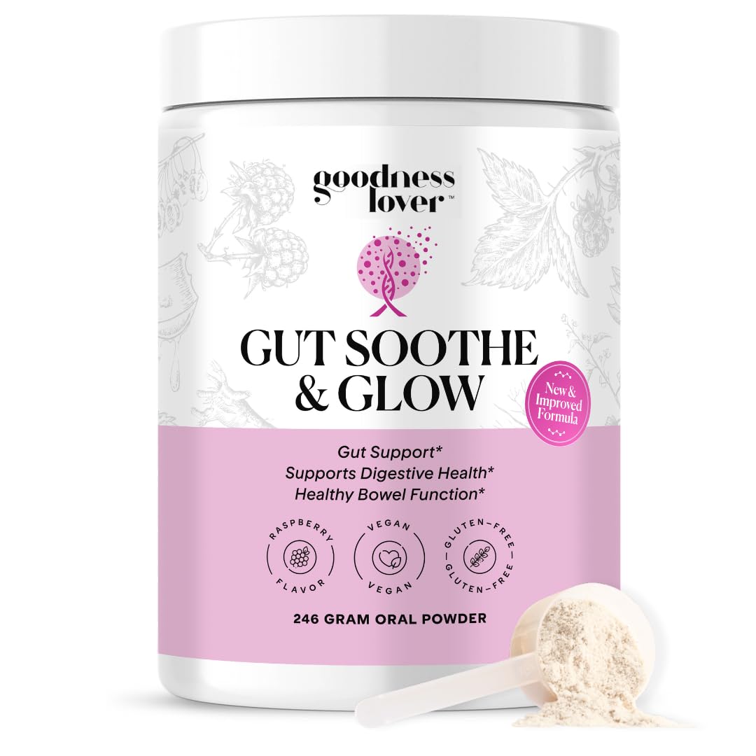 Goodness Lover Gut Soothe & Glow, Gut Digestive Support Supplement with L-Glutamine Powder and MSM, Support Bloat Relief, with Aloe Vera,