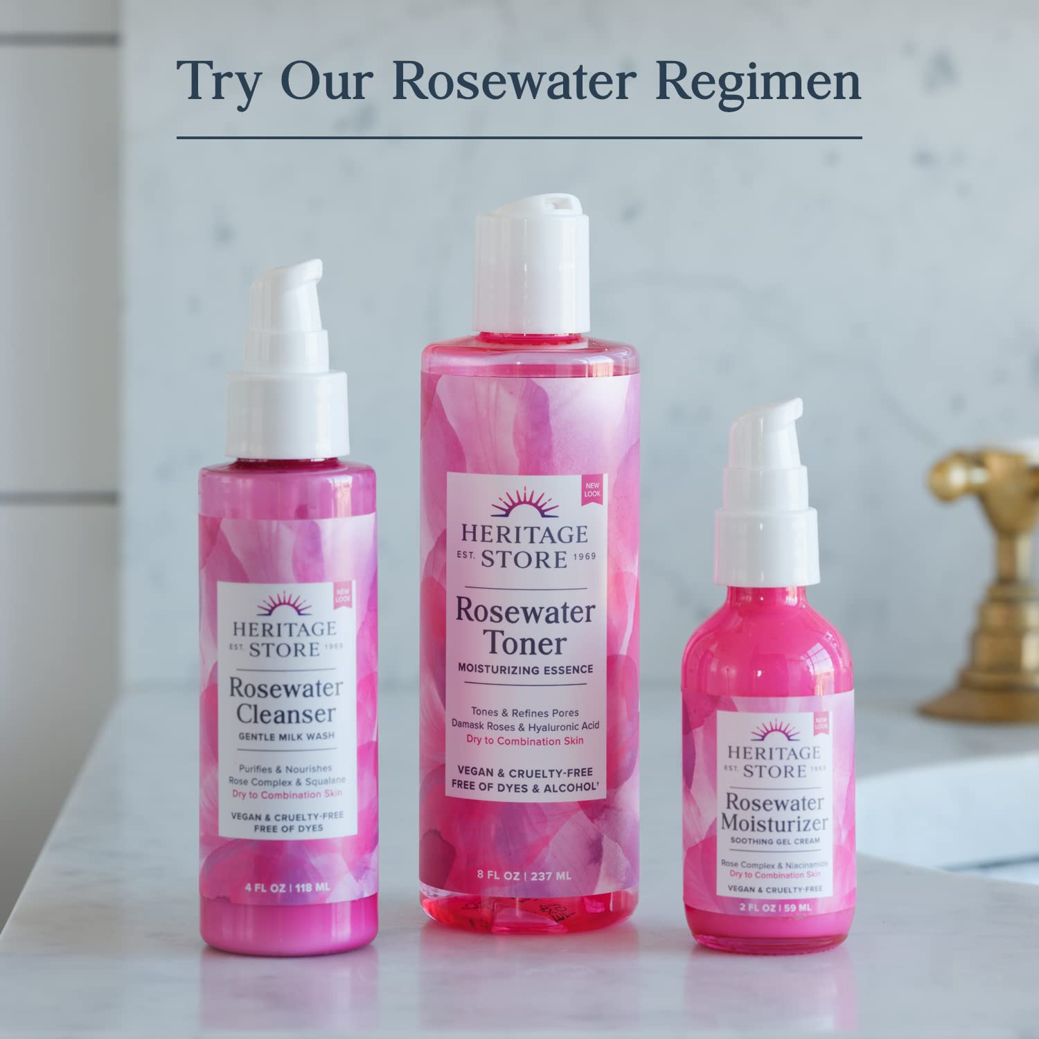 HERITAGE STORE Rosewater & Glycerin Hydrating Facial Mist - Dry Combination Skin Care