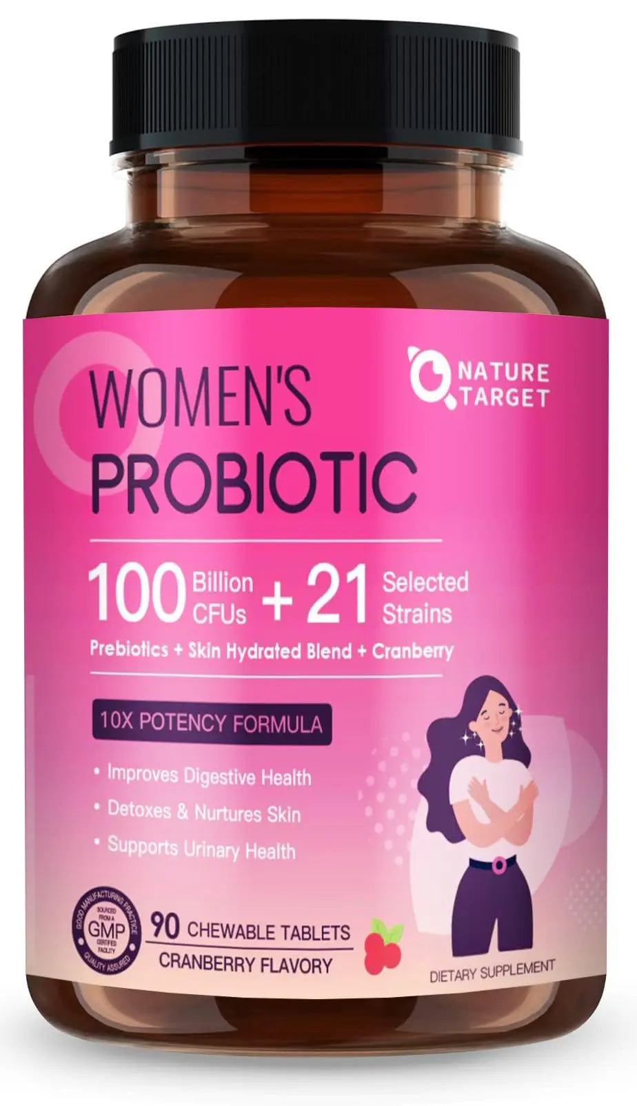 Probiotics for Women Digestive Health, Vaginal Probiotics with D-Mannose & Cranberry NATURE TARGET Au supplements