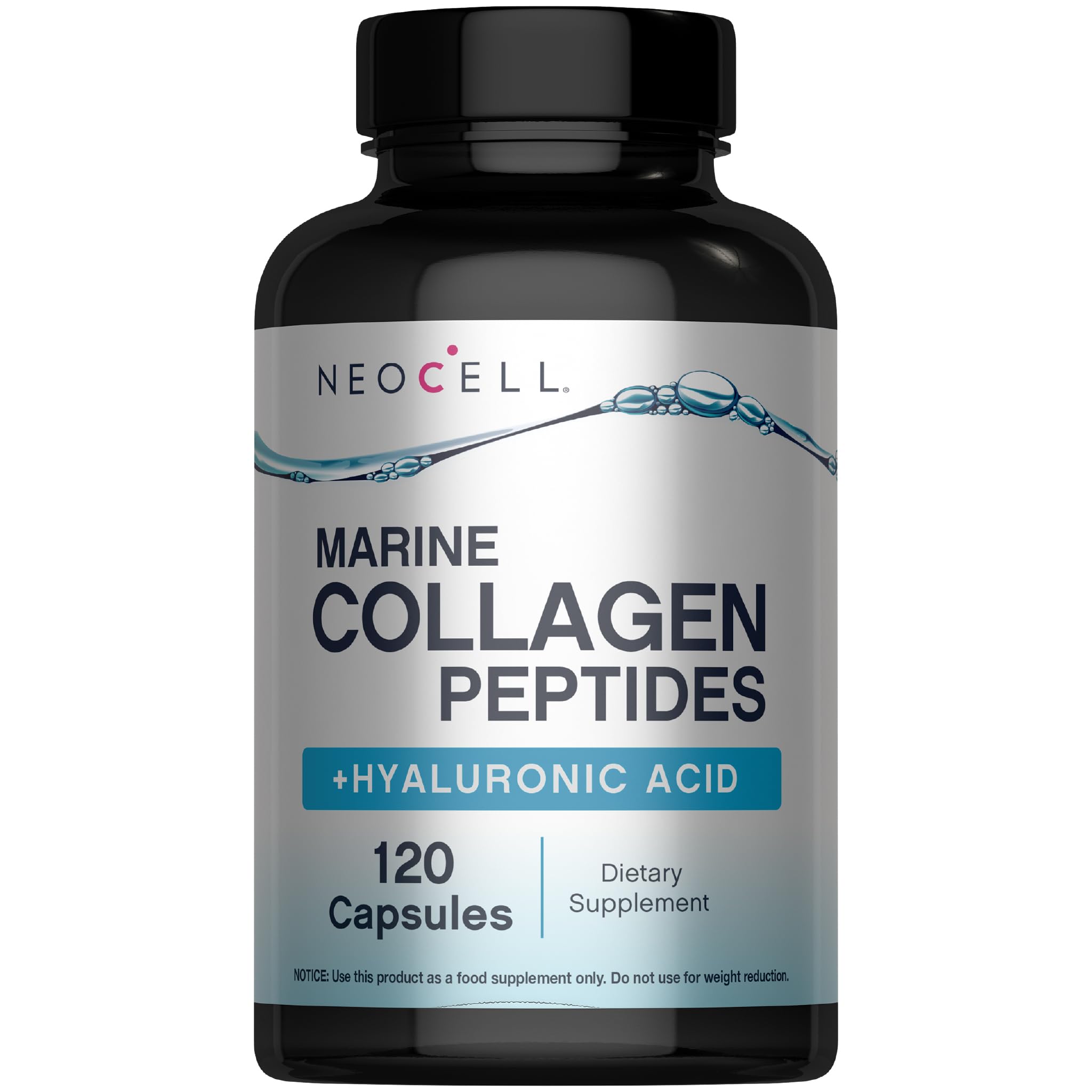 NeoCell Marine Collagen Peptides Capsules | 120 Pills | with Hyaluronic Acid | Plus Vitamin C | for Women and Men