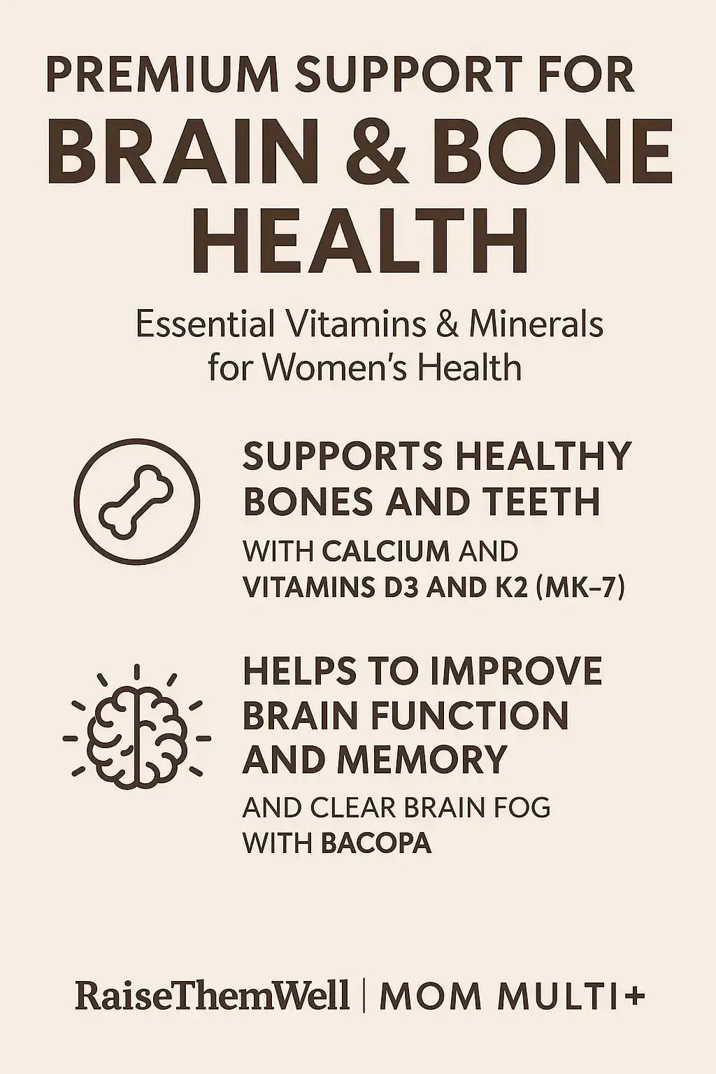 Raise Them Well Mom Multi+ Daily Multivitamin for Women with Active Folate, Adaptogens & Bacopa, Energy, Stress & Cognitive Support, 120 Veggie Capsules Raise Them Well Au supplements