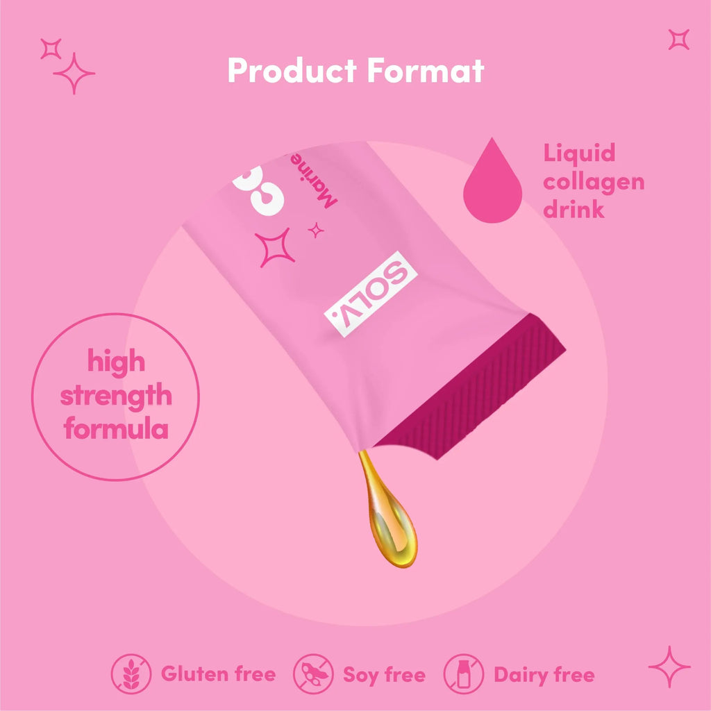 Solv Liquid 8000mg Marine Collagen Peptide Beauty Supplement Gel 14x15ml Sachets High Strength Great Tasting VIT C Biotin SOLV Au supplements