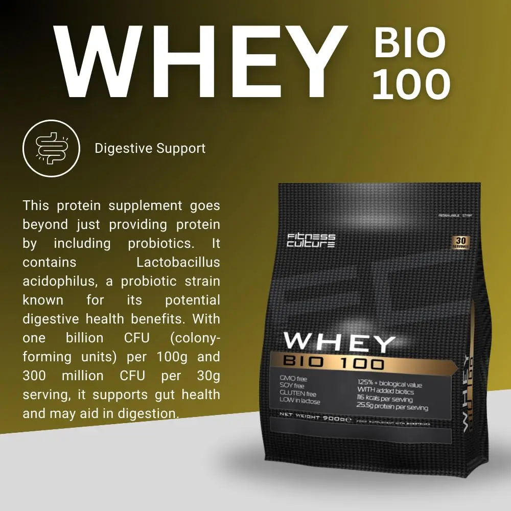 Fitness Culture Whey Bio 100 Whey Protein Powder with Pre and Pro Biotics Raspberry Flavour My Store Au supplements