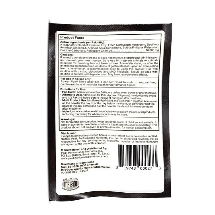Peak Performance Nutrients Power Pak Nitro 90 Grams 1 Event Peak Performance Nutrients Au supplements
