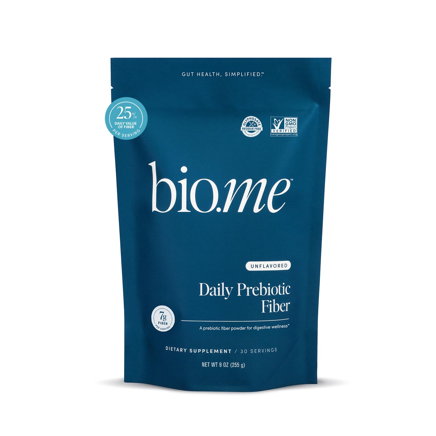 Bio.me Daily Prebiotic Fiber Powder Unflavored - 7g Per Serving - Soluble & Insoluble Fiber Supplement Powder for Women & Men - Digestive Health & Gut Health