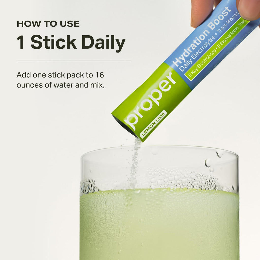 Proper Hydration Sticks – Electrolyte Powder Drink Mix Packets with Trace Minerals for Rapid Hydration – Naturally Flavored – No Artificial Sweeteners