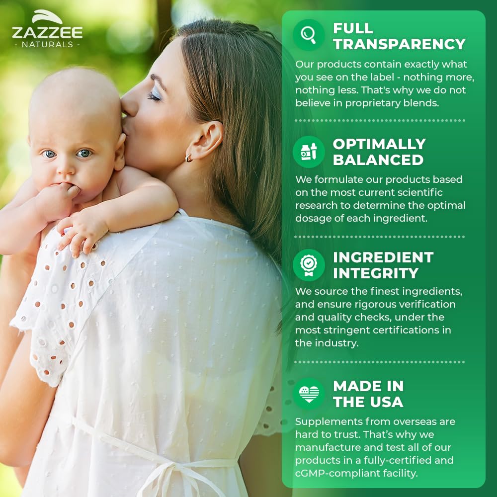 Zazzee Myo-Inositol Capsules, 2000 mg per Serving, 120 Vegan Capsules, Ideal Dosage for 40:1 Ratio, Certified Kosher, Hormone Balance & Healthy Ovarian