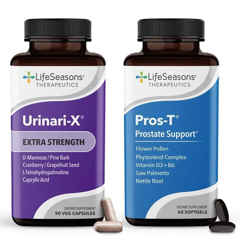 LifeSeasons Urinari-X Extra Strength + Pros-T Bundle – Urinary Tract & Prostate Health – Fast UTI Relief, Bladder Comfort, Supports Normal Urinary Flow – 90 Capsules & 60 Softgels LifeSeasons Au supplements
